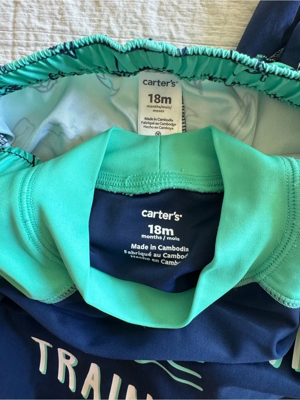 Carter's Navy & Mint Green Kids Swim Set bundle